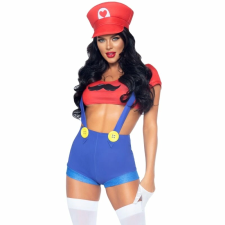 Leg Avenue Costume Mario Bros Red/Blue S - Playful Crop Top & Shorts Set
