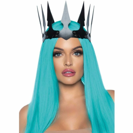 Leg Avenue Maleficent Synthetic Leather Crown with Studs Black - Adjustable