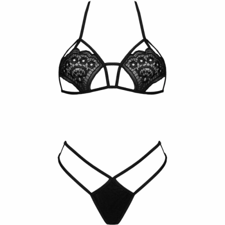 LivCo Corsetti Jimena LC 20216 Set - Black Bra & Thong, One Size