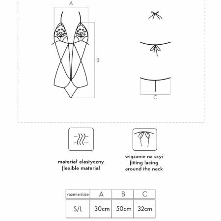 LivCo Corsetti Fashion Luisina LC 20217 Black Lace Bodysuit One Size