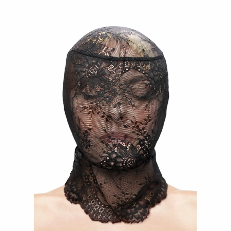 NS Novelties Fetish & Fashion Lace Hood Black - Stretch Polyester Mask
