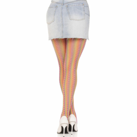 Leg Avenue Multicolor Crochet Stockings - Rainbow Fishnet, One Size