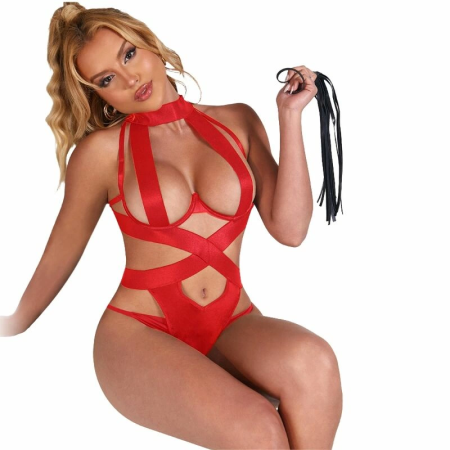 Subblime Halter Body with Harness Red L/XL - Elegant Bodysuit Design