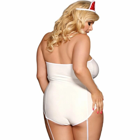 Subblime L/XL Intimate Nurse-Inspired Teddy Costume - White & Red Design