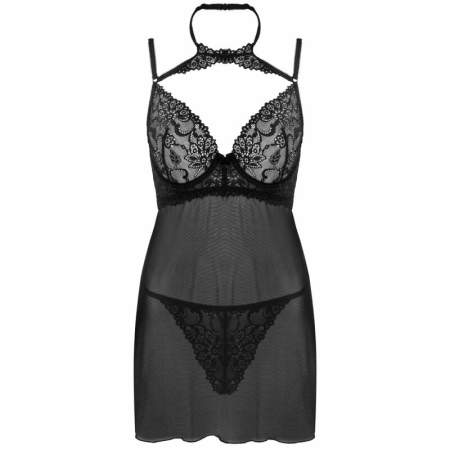 Livco Corsetti Binella Babydoll Set with Lace and Thong Black S/M