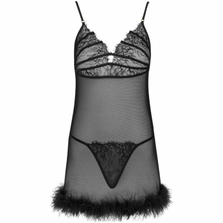 LivCo Corsetti Zerunam Black Mesh Babydoll Set with Lace Thong
