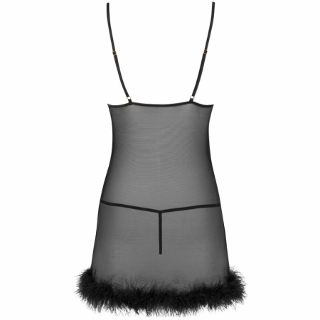 LivCo Corsetti Zerunam Black Mesh Babydoll Set with Lace Thong