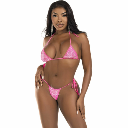 Leg Avenue Diamonds Bikini Fuchsia - Two-Piece Rhinestone Set, One Size
