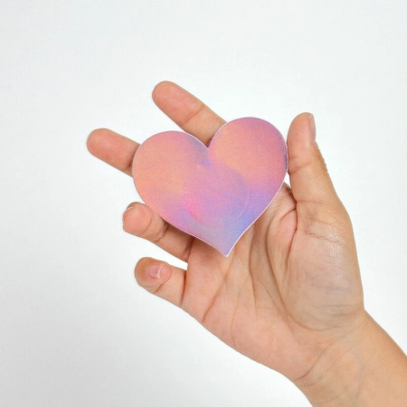 Secret Play WOW BOOBS! Heart-Shaped Holographic Body Covers Set 7.7x6.7cm