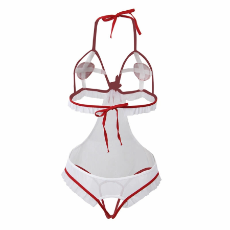 Subblime Nurse Outfit S/M - White, Transparent, Open Design, Comfort Fit