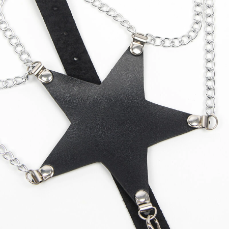 Subblime Full Body Harness Black with Decorative Star Chain, One Size