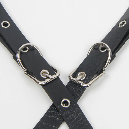 Subblime Harness Model 5944889 - Black Leather with Chain Accents, One Size
