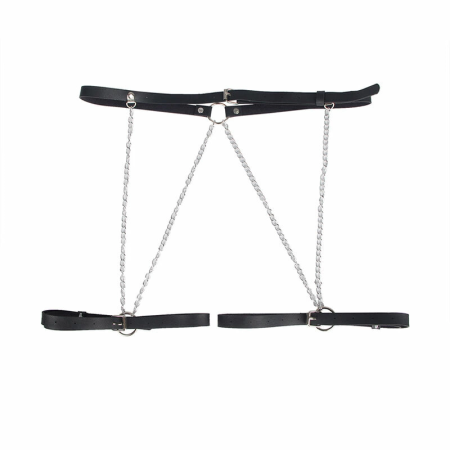Subblime Leather Belt Harness Black - Adjustable Chain Detail, One Size