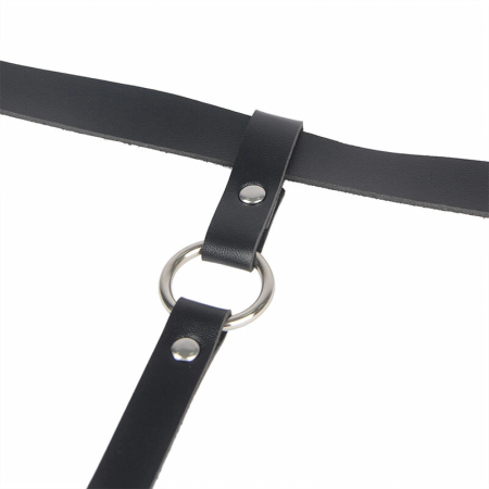 Subblime Leather Leg Harness Black - Adjustable Chain Detail, One Size