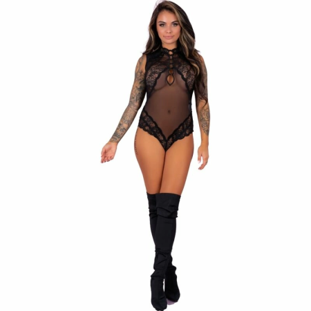 Livco Corsetti Sagen LC 90694 Elegant Black Lace Mesh Bodysuit