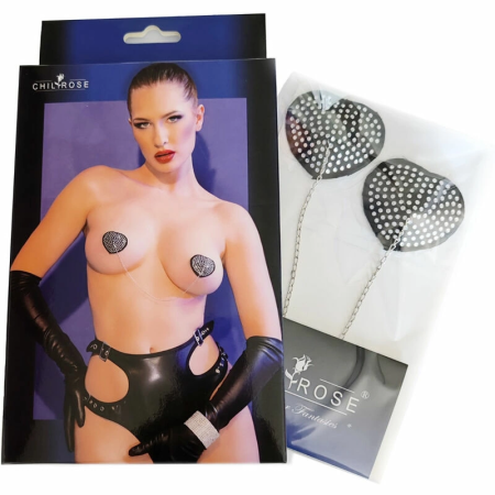 Chilirose CR 4662 Decorative Nipple Pads Silver & Black Chain Design