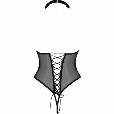 Passion Trisha Open Body Black L/XL - Elegant Bodysuit with Choker