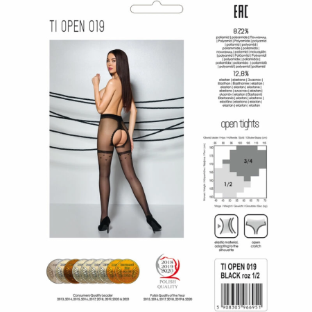 Passion TIOPEN 019 Black Open-Crotch Tights 20 DEN Size 1/2