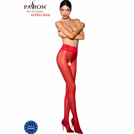 Passion TIOPEN 008 Red 3/4 Decorative Lace Tights 30 DEN