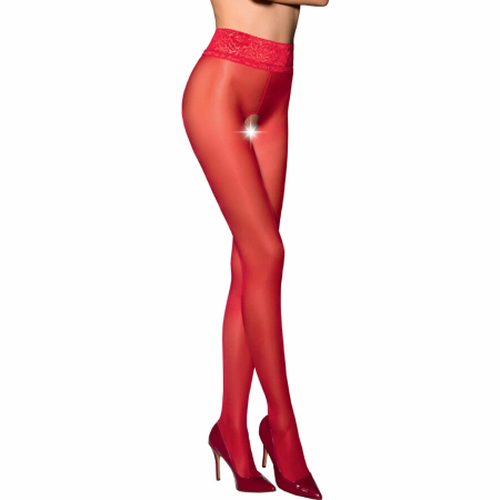 Passion TIOPEN 008 Red 3/4 Decorative Lace Tights 30 DEN