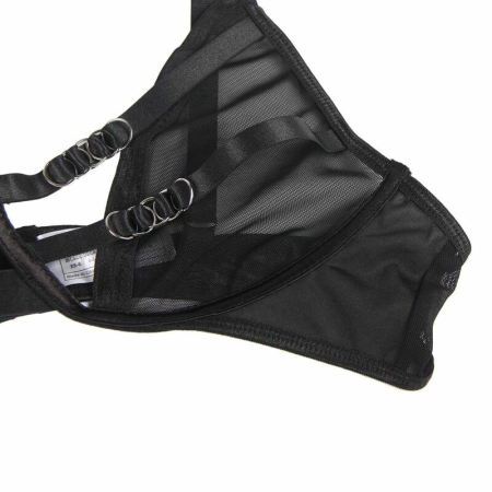 Subblime Two-Piece Lingerie Set S/M - Adjustable Bra and Panties, Black