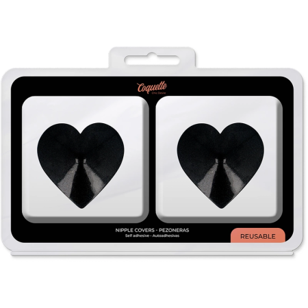 Coquette Chic Desire Black Heart-Shaped Reusable Metal Nipple Covers