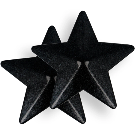 Coquette Chic Desire Star-Shaped Reusable Black Nipple Covers, Metal Finish