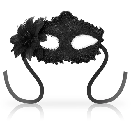 OHMAMA Venetian Style Mask Side Flower Black - Elegant Lace Accessory Unisex
