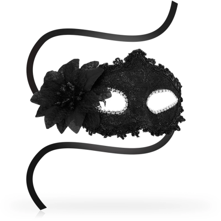 OHMAMA Venetian Style Mask Side Flower Black - Elegant Lace Accessory Unisex