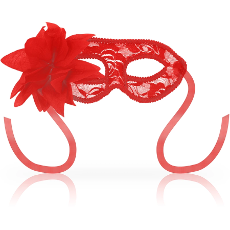 OHMAMA Elegant Venetian Lace Mask with Red Flower Accent, Unisex, One Size