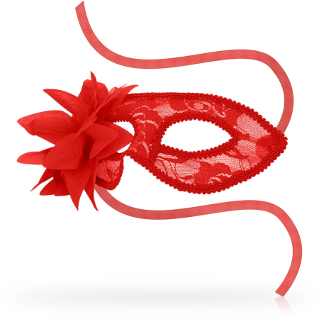 OHMAMA Elegant Venetian Lace Mask with Red Flower Accent, Unisex, One Size