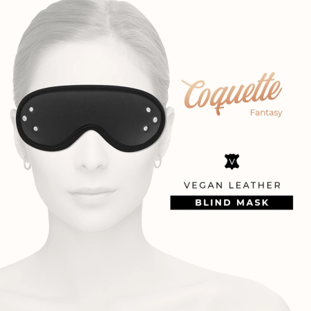 Coquette Chic Desire Vegan Leather Blind Mask with Neoprene Lining, Adjustable