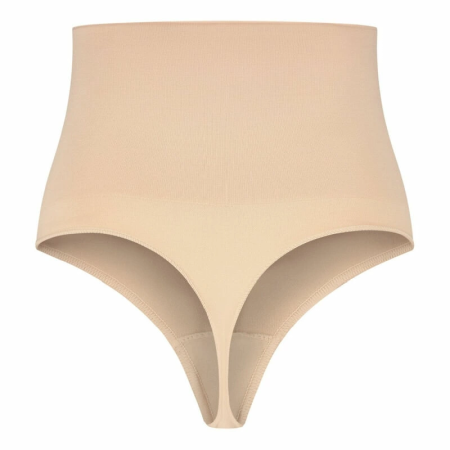 Bye Bra Seamless High Waist Thong Shapewear Beige Size S