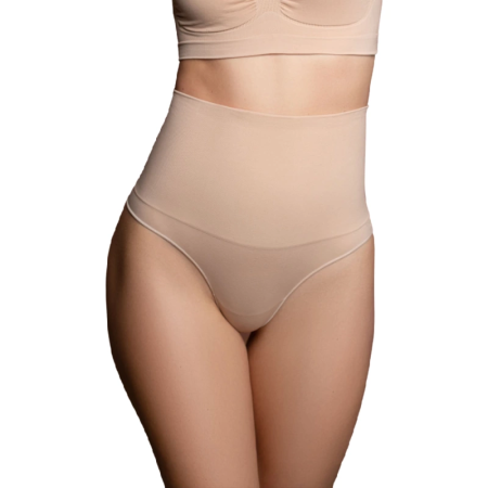 Bye Bra Seamless High Waist Thong Shapewear Beige Size S