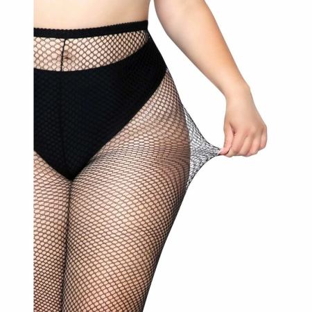 Leg Avenue Plus Size Fishnet Pantyhose - Classic Black Mesh Design