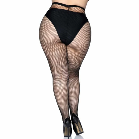 Leg Avenue Plus Size Fishnet Pantyhose - Classic Black Mesh Design