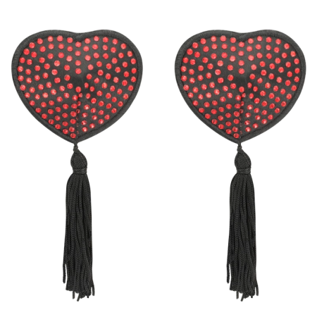 Coquette Chic Desire Heart Nipple Covers Self-Adhesive Black/Red Set