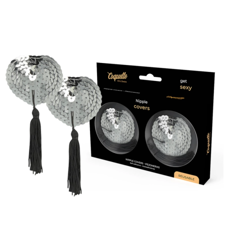 Coquette Chic Desire Silver Nipple Covers - Self-Adhesive, Elegant Design