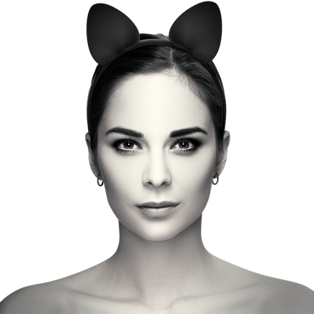 Coquette Chic Desire Vegan Leather Cat Ear Headband - Black, Adjustable