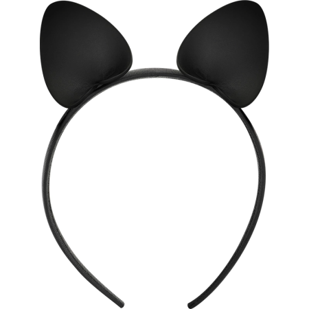 Coquette Chic Desire Vegan Leather Cat Ear Headband - Black, Adjustable