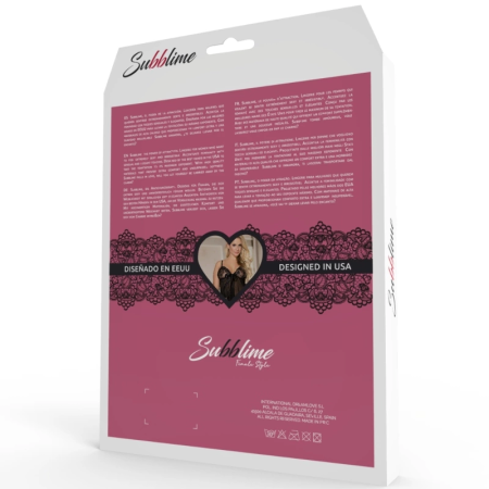 Subblime Teddy L/XL - Black Floral Lace Long Sleeve Bodysuit