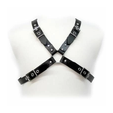 Mister B Leather Body Harness Black Adjustable Cross-Straps S-XL