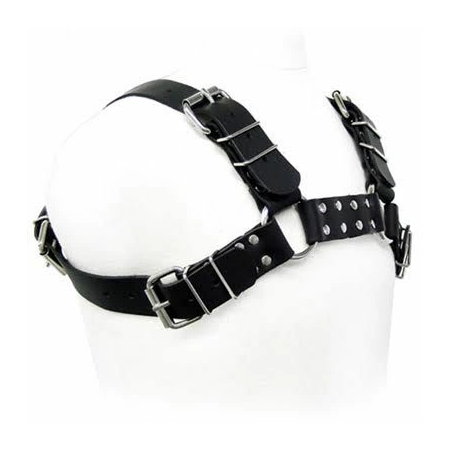 BDSMstore Leather Body Harness Black Adjustable Bull Dog S-XL