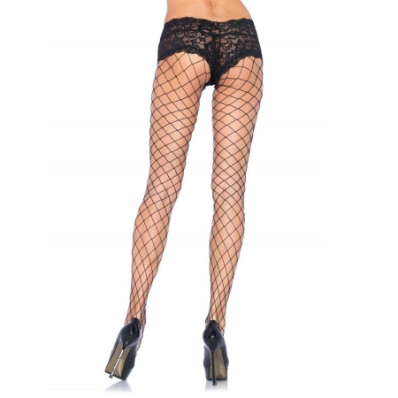 Leg Avenue Mesh Panties with Lace Shorts Black One Size