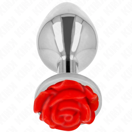 Kink Steel Plug Rose Red L - Stainless Steel Accessory with Floral Base