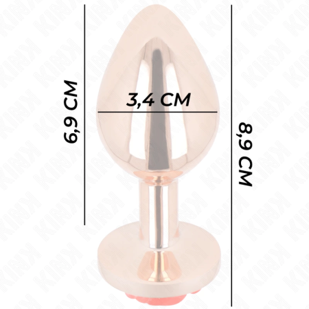 KINK Pink Gold Stainless Plug with Red Rose Accent, Medium Size