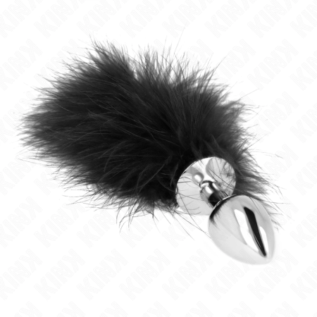 KINK Stainless Steel Intimate Plug L 11x7cm with Black Synthetic Feather 11cm