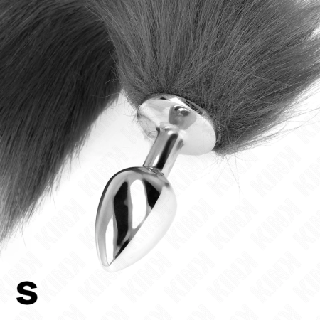 KINK Intimate Plug S Grey & White Synthetic Tail 7x3cm Tail 40cm