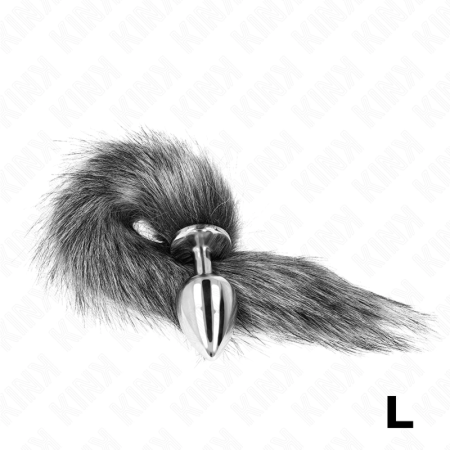 KINK Intimate Plug L with 40cm Synthetic Grey Tail - 10x4cm Silicone