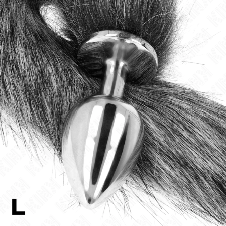 KINK Intimate Plug L with 40cm Synthetic Grey Tail - 10x4cm Silicone